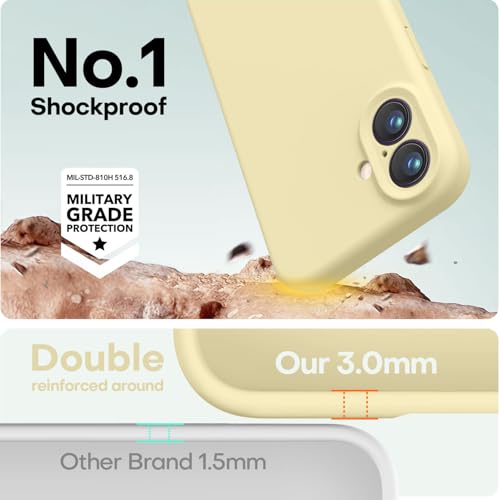 Image of LOVE 3000 Designed for iPhone 16 Case, Premium Silicone with [Soft Anti-Scratch Microfiber Lining] Shockproof Protective Phone Case for Men Women Girls 6.1 inch, Creamy Yellow