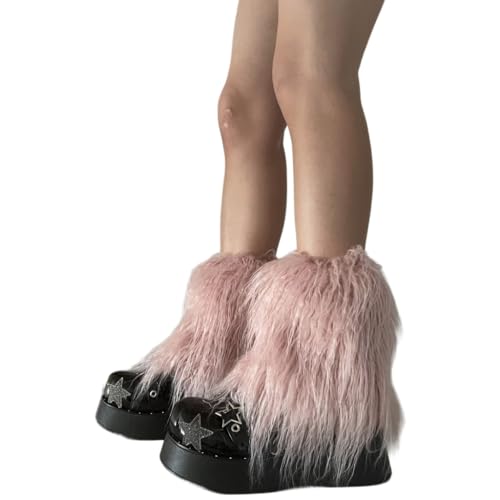 Fuzzy Faux Furs Leg Warmers Furs Long Cuffs Has Elastic Pair Carnivals Boot Uniform