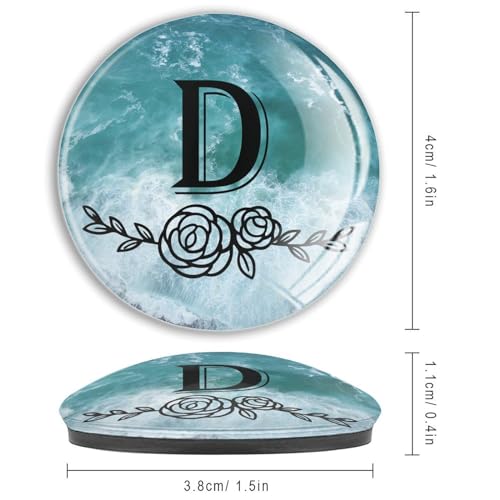 Imanes fuertes de cristal con monograma D y acabado floral elegante 4