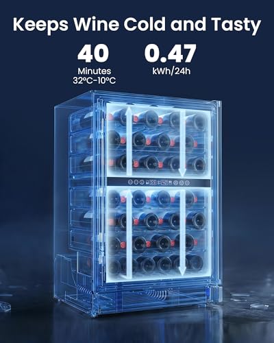 Image of 24 Inch Wine Cooler Refrigerator, 54 Bottle Wine Fridge, 40-65F Dual Zone UV-Resistant Glass Door, Quiet Compressor Cooling, Built-in or Freestanding Fridge for Home /Bar /Kitchen, Black