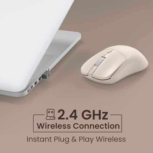 Portronics Toad 33 Wireless Mouse with 2.4 GHz USB Nano Receiver, Adjustable Dpi Sensitivity, Ergonomic Design, Precision Optical Tracking, Plug & Play, Best for Laptops, Desktops PCs, Mac(Beige) view 2
