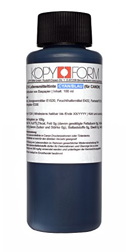KOPYFORM Encre Alimentaire BLEU (cyan) 100ml pour Imprimantes de Canon (KOL114)