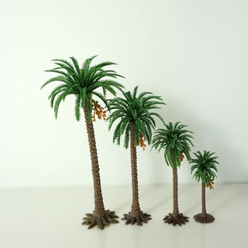 Árboles modelo a escala de palmera, ideales para trenes y escenas de mesa de arena, 10 palmeras de coco de plástico (altura = 12 cm)