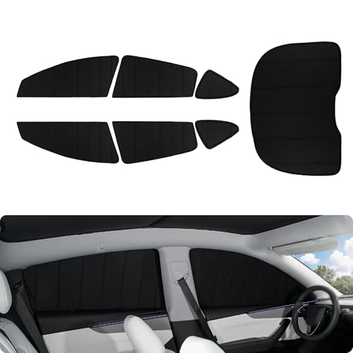 Image of BASENOR [Upgraded Gen2] Tesla Model Y Juniper Side Window Sunshade 2025 2026, 7PCS Full Set Wrinkle-Free Window Covers for Kids, Camping & Privacy Rest, Rear Windshield Reflective UV Protection