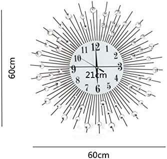 Miniatura 4 de Reloj de pared de cristal 3D de 23.6 pulgadas con diamantes brillantes y tachonados de plata, reloj de pared moderno y de lujo redondo para