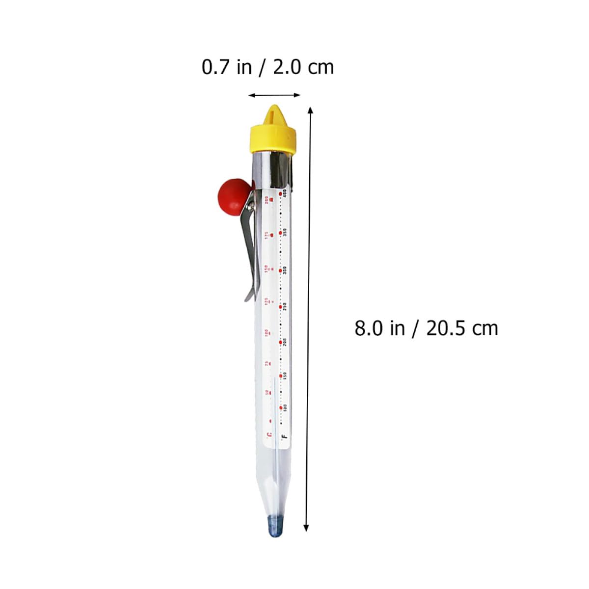 Termometro in Vetro Temperato e Acciaio Inox da Cucina per Caramelle Clip Resistente a Alte Temperature Colore Casuale per Cottura Dolci e Bevande