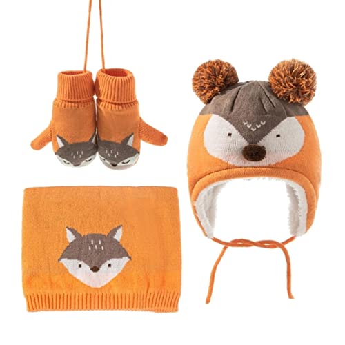 Sombrero de invierno infantil que cubre orejas con bufanda y guantes