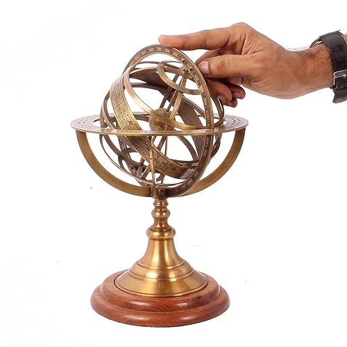 Handcrafted Trading Co. Globo celestial com gravação de globo mundial de latão antigo náutico de 28