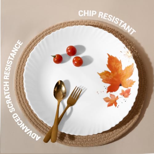 Image of Treo by Milton Opalware Aurelia Mapelle Dinner Set of 33 | Serving for 6 | Microwave & Dishwasher Safe | Bone-Ash Free | Tempered Toughness | Plates, Bowls, Spoons | Crockery Set for Dining & Gifting