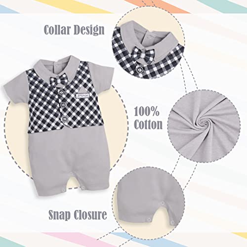 Image of BabyGo 100% Cotton Romper /Summer clothes /Creeper /new born /infent wear /for baby Boys (6-9, GREY4)