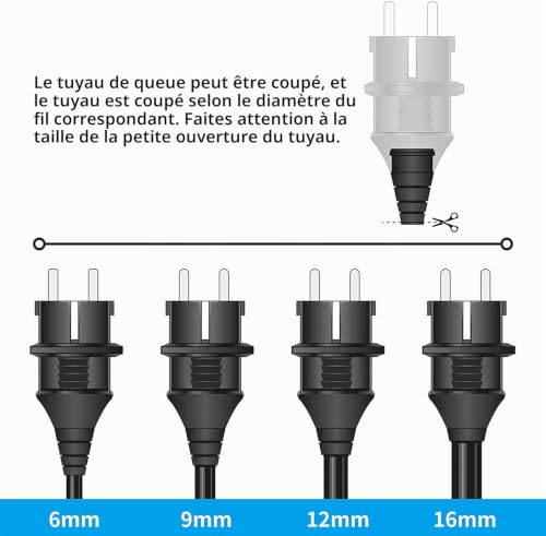 Fiches de Rechange Prises [4 Pack] Électriques Male Schuko Standard, 4 X Fiches Electrique de Contact de Mise à la Terre en Caoutchouc (250V/16A)+1 X Tournevis, IP44 Étanche Prises D'alimentation,Noir – vue 4