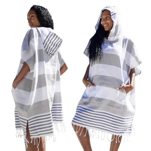 Image of SUN NINJA Surf Poncho, Turkish Cotton Hooded Changing Towel, Adult