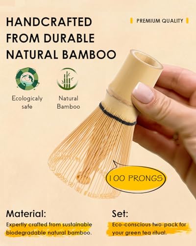 2-Pack Bamboo Matcha Whisk Set