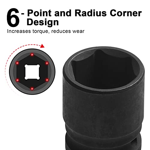 Image of JETECH 1 /2 inch Drive 23mm Standard Impact Socket, 6-Point Metric Impact Socket, Chrome Molybdenum (Cr-Mo) Alloy Steel, Heavy-Duty for Automotive & DIY Applications