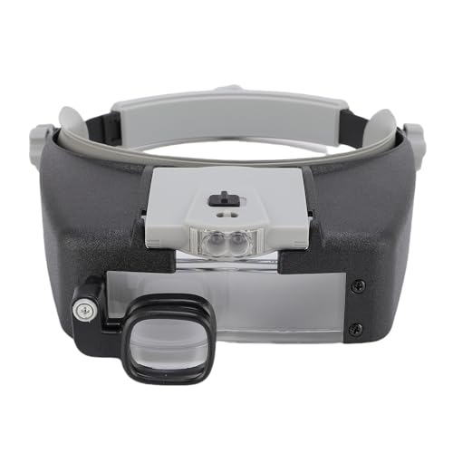 BONKZEBU Lupa Ajustable de 2 LED Montada en la Cabeza con Luz LED Desmontable para Inspección de Lectura de Manualidades, ABS y Lente óptica, para Pasatiempos, Costura y Manualidades