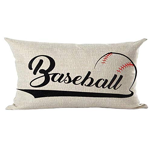 Ramirar Black Word Art Baseball For Ball Game Sports Lover Inspirational Decorative Lumbar Throw Pillow Cover Case Cushion Home Living Room Bed Sofa Car Cotton Linen Rectangular 12 X 20 Inches #TOP19