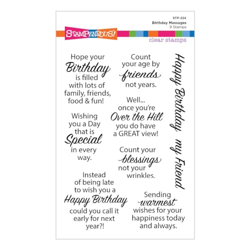 Spellbinders STP-224 Birthday Messages Clear Stamp Set from The All The Sentiments Collection by Stampendous