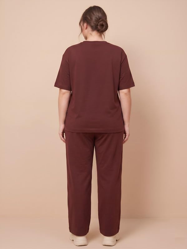 Image of My Swag Womens Nightsuit Set | Cute Bunny Graphic Print T-Shirt & Pajama | Soft Breathable Sleepwear and Loungewear Co-Ord Set for Women