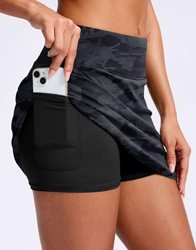 Image of SANTINY Skorts for Women with Pockets High Waisted Golf Skirts with Shorts A Line Athletic Tennis Skirt for Casual Pickleball