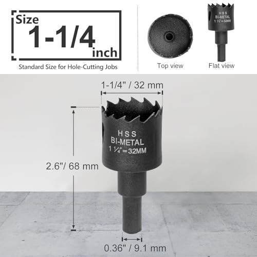 Image of 1-1 /4 Inch Hole Saw with 9.1mm Triangle Shank Arbor, JTemgle Bi-Metal Hole Saw Heavy Duty Hole Cutting Tool for Cornhole Boards, Recessed Lights, Wood, Plastic, Drywall & Soft Metal