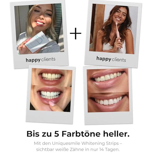 Uniquesmile Zahnaufhellung Whitening Strips - Testsieger 2024-100 Tage risikofrei testen - frei von Peroxid - innovative Formel mit natürlichen Inhaltsstoffen (Sparset 40 Stück)