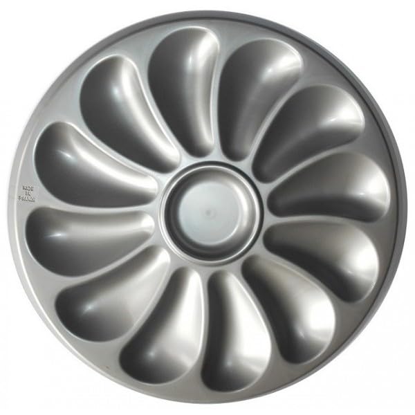1 ASSIETTE A HUITRES GRIS ARGENT (12 COMPARTIMENTS +1 POUR LE CITRON, SAUCE.) FABRICATION FRANÇAISE DIAMÈTRE 30.5 CM