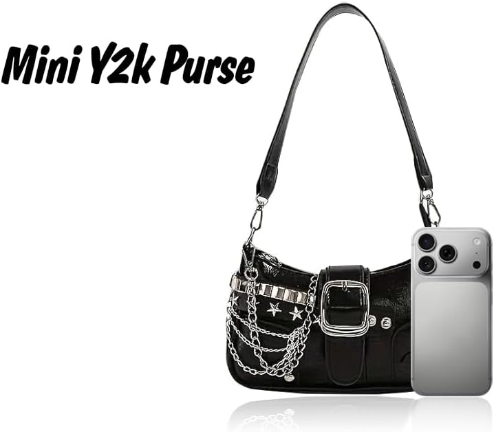 Cute Y2k Purse for Women, Star Embroidery Pattern with Chain Strap Shoulder Bag, Goth Style Cute Mini Purse - Image 6