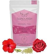 TeaNOURISH Hibiscus Rose Herbal Tea | CAFFEINE-FREE | 100% NATURAL | Hibiscus, Rose, Chamomile, B...
