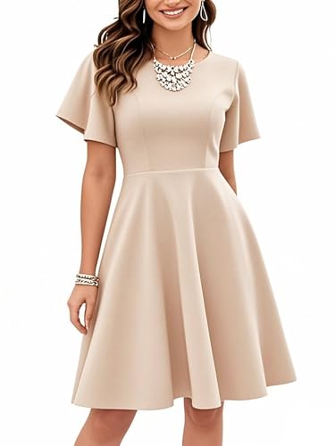 oxiuly Wedding Church Vintage Cocktail Dresses with Pockets Summer Casual Floral Dress for Women Flare376