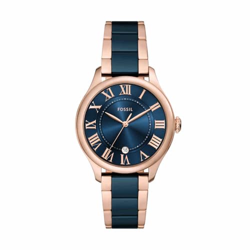 Fossil Gilmore Orologio Donna, Movimento al Quarzo Tre Lancette Data con cinturino in acciaio inossidabile o pelle