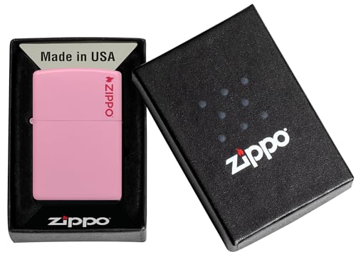 Zippo Pink Matte Logo Pocket Lighter - Thumbnail 6