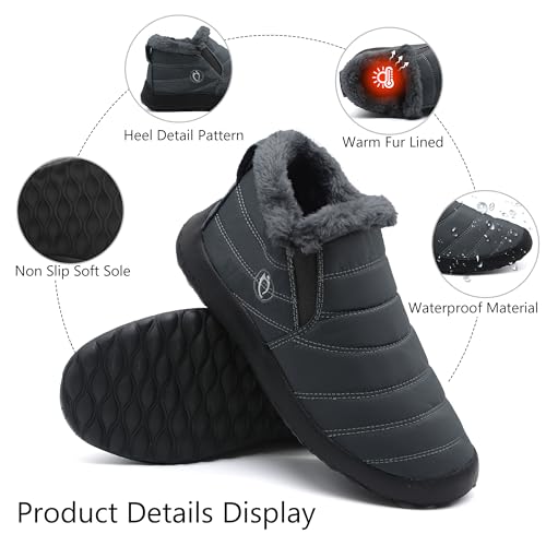 Women Boots Warm Lightweight Waterproof Soft Slip-On Casual Black Ankle Winter Snow Shoes2