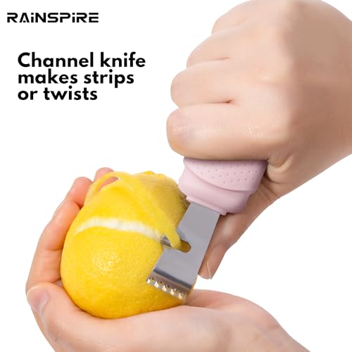 Image of Rainspire Lemon Zester Tool with Channel Knife, Stainless Steel Citrus Zester Tool, Lemon Peeler, Zesters for Kitchen, Ultra Sharp 2-in-1 Tool Easily Creates Citrus Zest, Pink