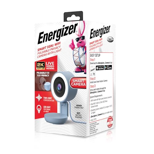 Energizer Smart 2K Wired Indoor Camera with Light for Night Vision, 5GHz & 2.4GHz Wi-Fi, Foldable for Privacy, Remote Access, 130° Wide Angle, Recording, Instant Motion Alerts, Two-Way Audio (Blue) - image 7
