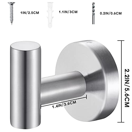 Silver Towel Hooks Bathroom Hook Wall Towel Hooks 6 Pack Coat Hooks, Heavy Duty Robe Hook Holder For Bathroom Kitchen Garage Home Hotel Office Cabinet #TOP1