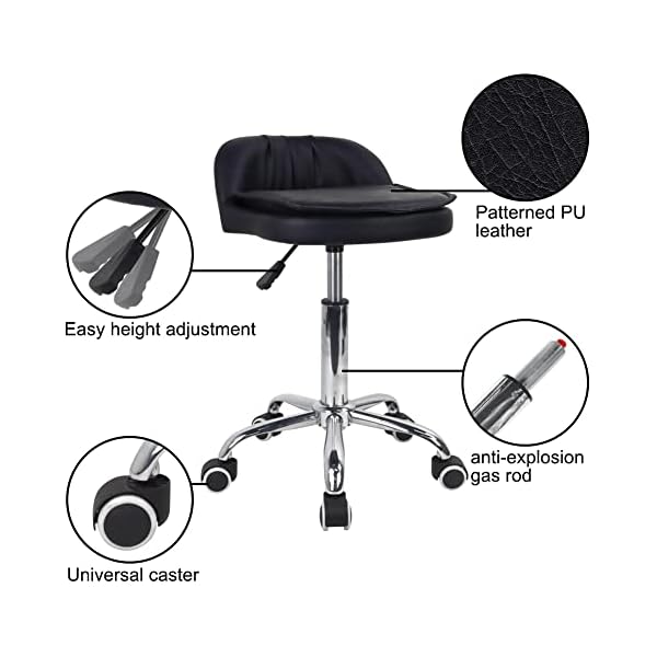 Rolling-Stool-Height-Adjustable-360-Swivel-with-Universal-Casters-Leather-Cushion-with-Low-Back-Rolling-Chair-with-Wheels-for-Office-Kitchen-Desk-Home-Salon-Shop-Lab-Bar-Counter-Black Rolling-Stool-Height-Adjustable-360-Swivel-with-Universal-Casters-Leather-Cushion-with-Low-Back-Rolling-Chair-with-Wheels-for-Office-Kitchen-Desk-Home-Salon-Shop-Lab-Bar-Counter-Black