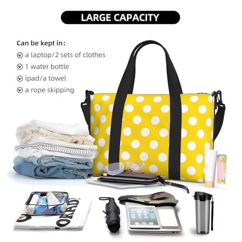 Laptop Tote Bag for Women Work - Yellow Polka Dot Print (a) Weekender Overnight Bags for Women Travel, Gym Duffle Bag for Men, Personal Item Crossbody Travel Bags for Men Carry On4