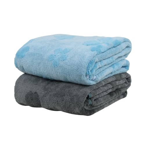 Image of HANKER Ultra Luxury Large /Full Size Plush Bath Towel | Set of 2 | Blue and Green Super, Very Soft On Skin, Luxurious Fabric, Pure Polyamide, 70x140cm, 500GSM
