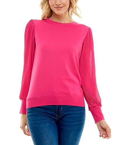 Image of Zac & Rachel Women's Sweater Knit + Pleated Chiffon Blouse
