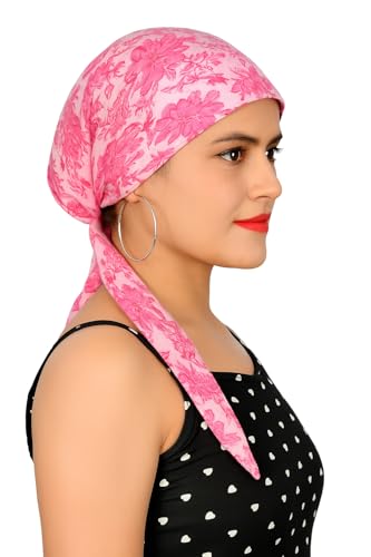 Image of Pure Cotton Double Layer Head Scarves Hair Wrap Cap, Adjustable Free Size Head Cover for Women, Girls, Under Helmet Cover