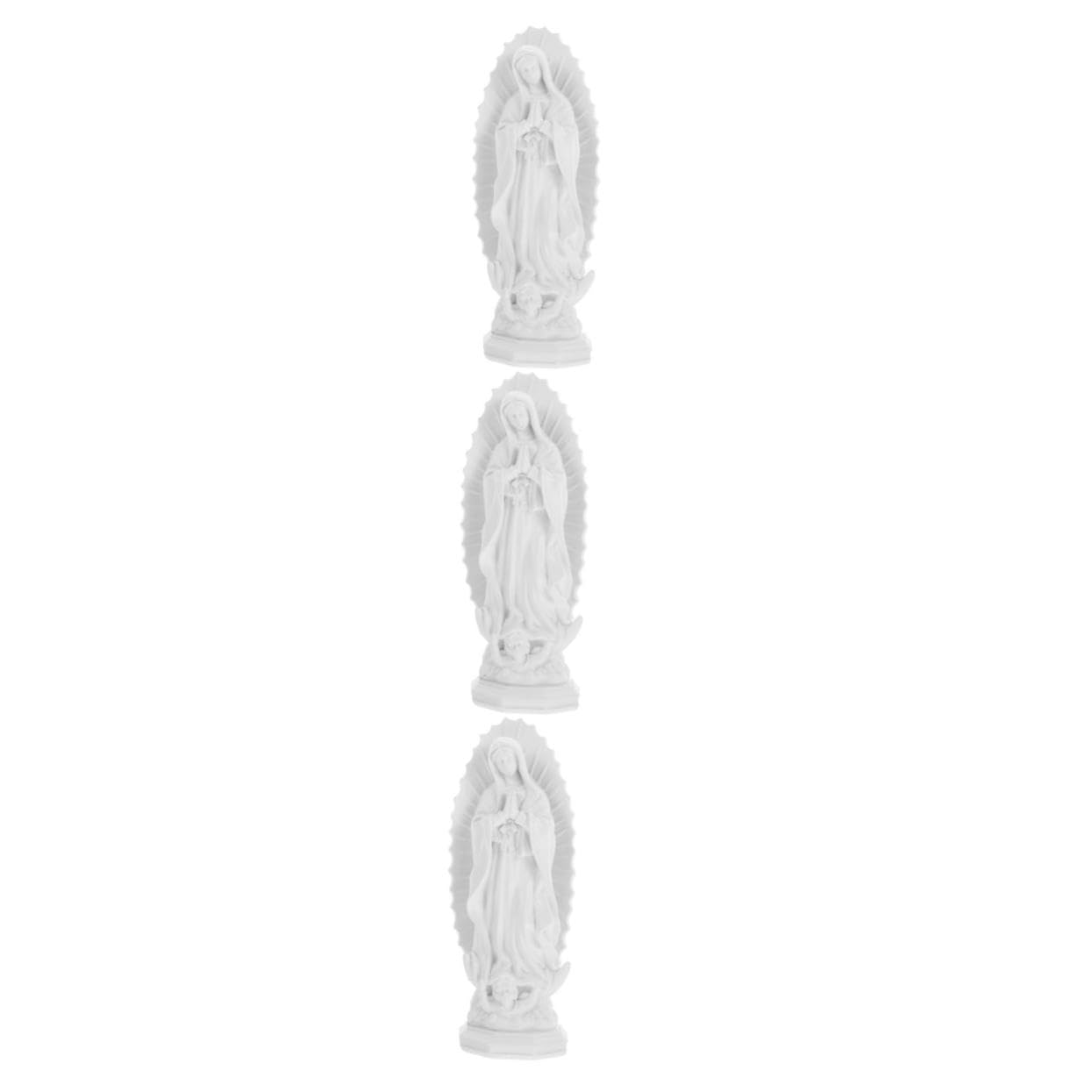 Statue Vierge Marie blanche en résine d'art, lot de 3 figurines Mipcase