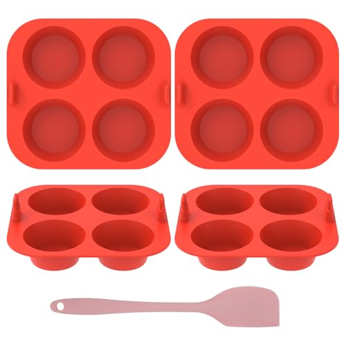 4Pcs Air Fryer Muffin Pan 4 Cavity Nonslip Silicone Cupcake Baking Mold Easy Release Muffin Tray for Microwave Oven Refrigerator Freezer(Style-1)