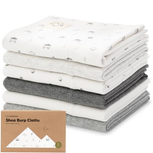 Image of 6-Pack Organic Burp Cloths Baby Girl, Boy - Large Baby Burp Cloths, Burping Cloths for Babies, Boys, Girls, Cotton Burp Cloth, Spit Up Burp Rags, Newborn Burp Clothes, Burp Cloths Neutral (Neutrals)