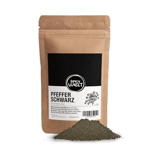 Spicy Welt Schwarzer Pfeffer Gemahlen (500g) – Pfefferpulver – für Suppen, Saucen & Steak,...