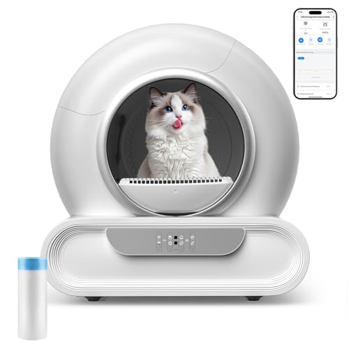 Caja de Arena para Gatos Automático - Silencioso, Arenero Gatos A...