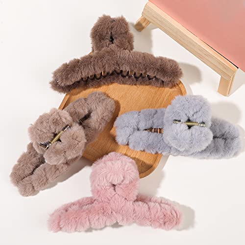 7 Piezas Pinzas de Pelo de Peluche Fuzzy miniatura 4