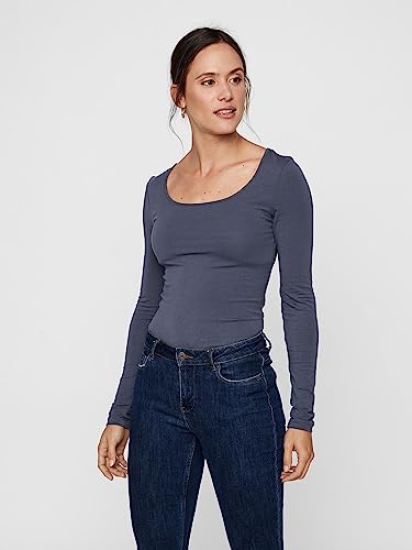 VERO MODA Damen VMMAXI My LS Soft Long U-Neck GA 2er Pack 10167784, Ombre Blue/Ombre Blue, XXL – Ansicht 2