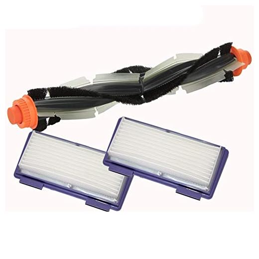 Tuneway 1 st ersättande kombo rullborste + HEPA Filter x2 för Neato XV-21 XV Signature Pro XV-11 XV-12 XV-15 böjda kombo rullborstar