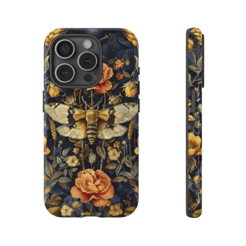 Coque iPhone 15 Pro rigide florale dorée pour stopper les rayures du quotidien