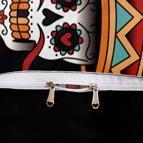 Duvet Covers Set King Mexican Skulls With Guitar - Soft And Breathable Microfiber Comforter Bedding Set With Zipper Closure For Kids Women Men, 1 Duvet Cover 2 Pillowcase #TOP3